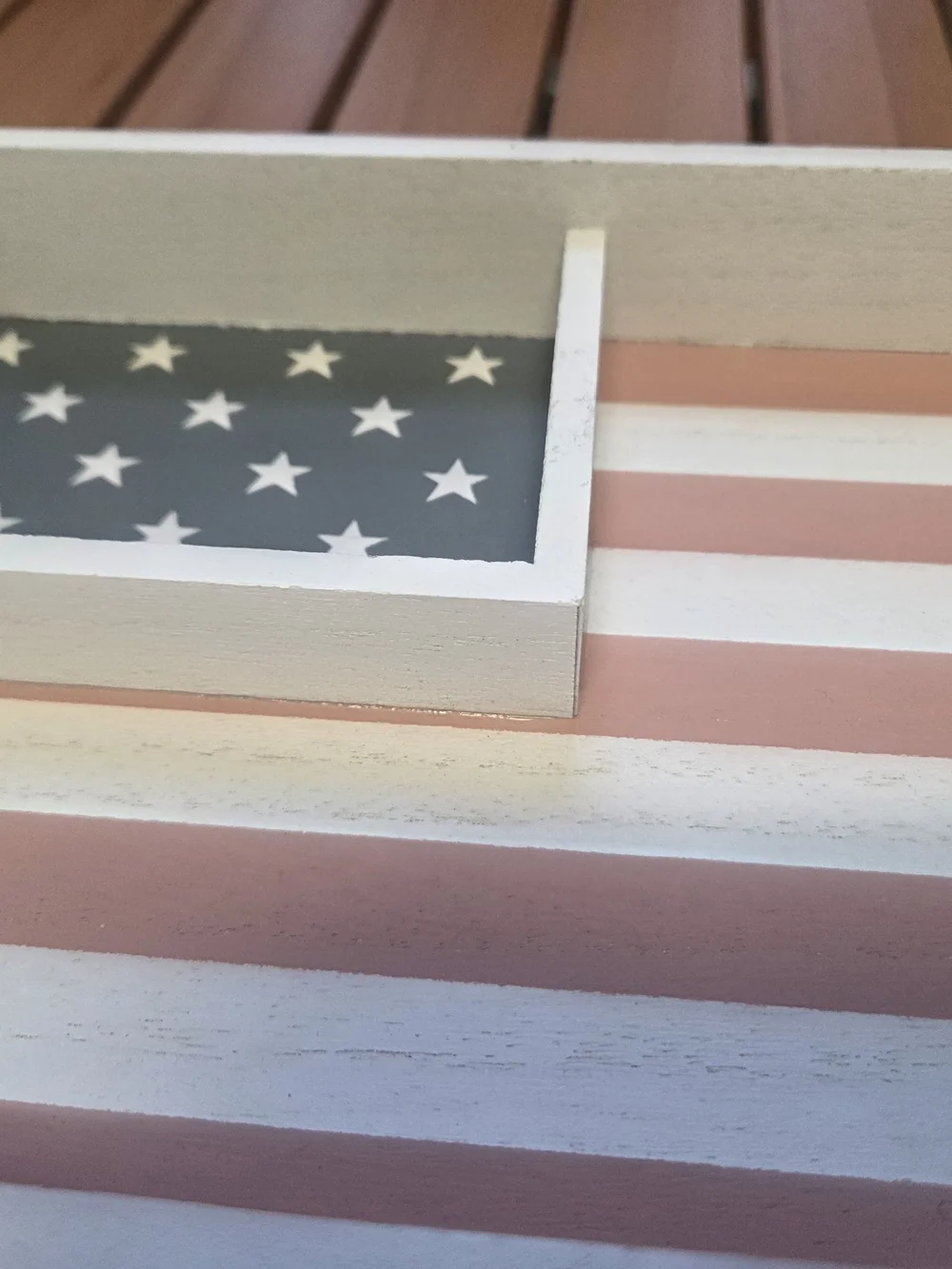 Wooden Flag Vanity Tray in White and Dusty Pink